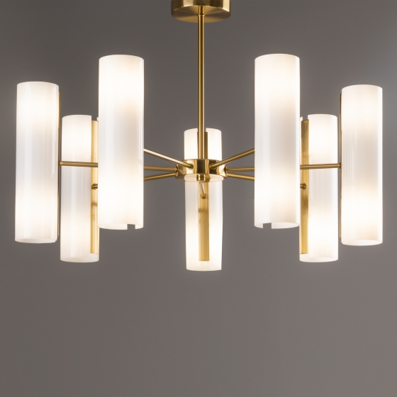 Потолочный светильник Fiore латунь, белый абажур, 14 плафонов 7