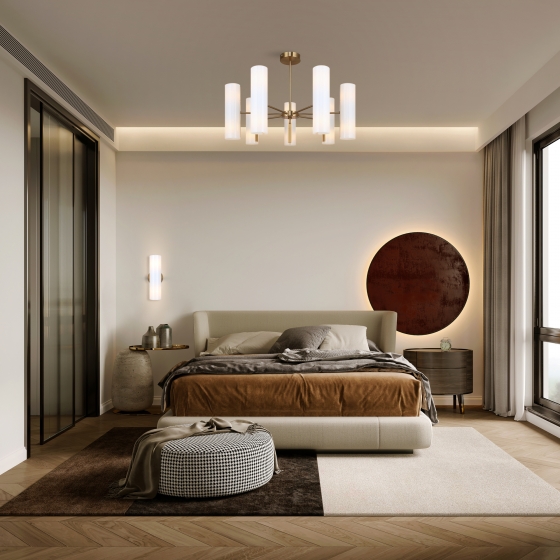 Потолочный светильник Fiore латунь, белый абажур, 14 плафонов 12