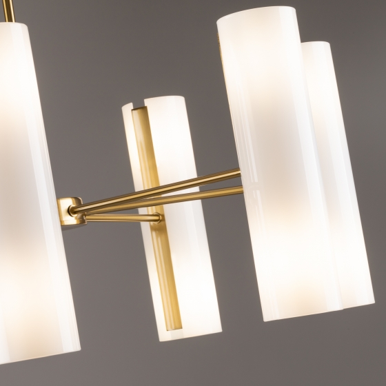 Потолочный светильник Fiore латунь, белый абажур, 14 плафонов 3