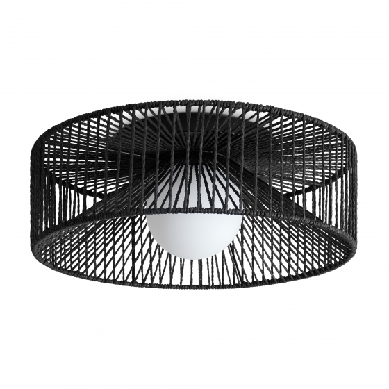 Потолочный светильник Cottage черный с абажуром из бумажной веревки 6