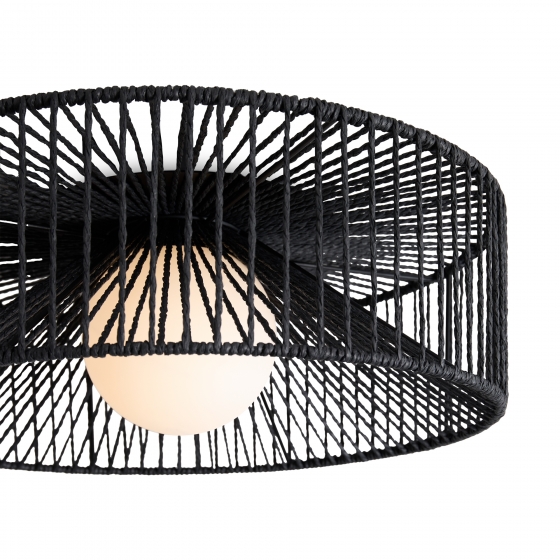 Потолочный светильник Cottage черный с абажуром из бумажной веревки 5