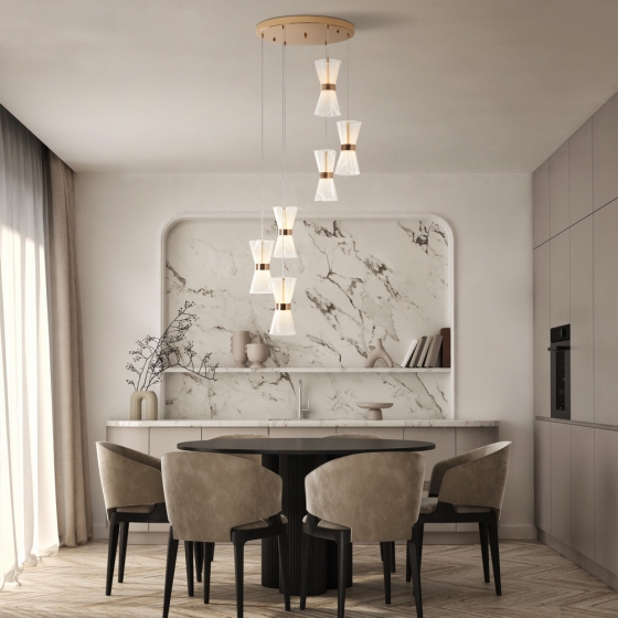 Подвесной светильник Dress золото, 6 плафонов 7