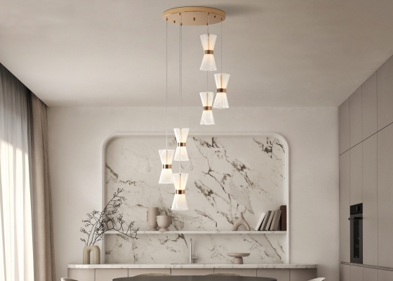 Подвесной светильник Dress золото, 6 плафонов 8