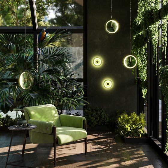 Подвесной светильник Borbon зеленый стекло, латунь 8