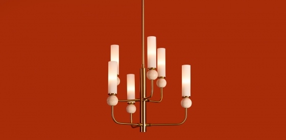 Потолочный светильник Sunspot латунь, стекло, 6 плафонов 6