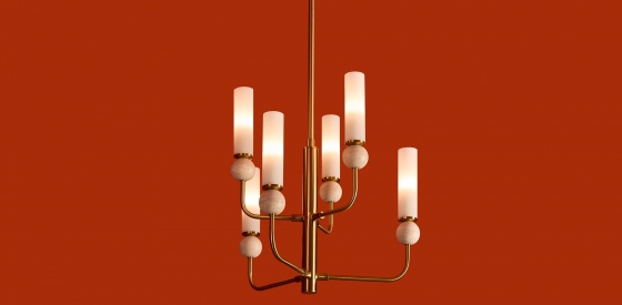 Потолочный светильник Sunspot латунь, стекло, 6 плафонов 7