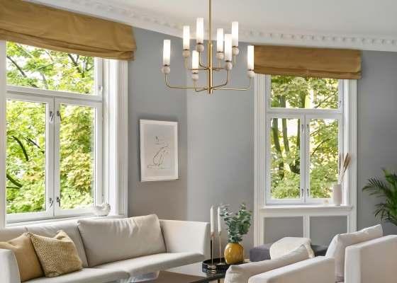 Потолочный светильник Sunspot латунь, стекло, 6 плафонов 15