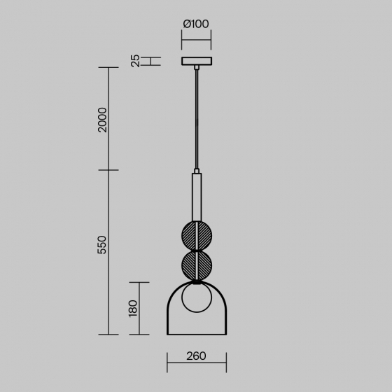 Подвесной светильник Sunspot латунь, стекло, полусфера 7