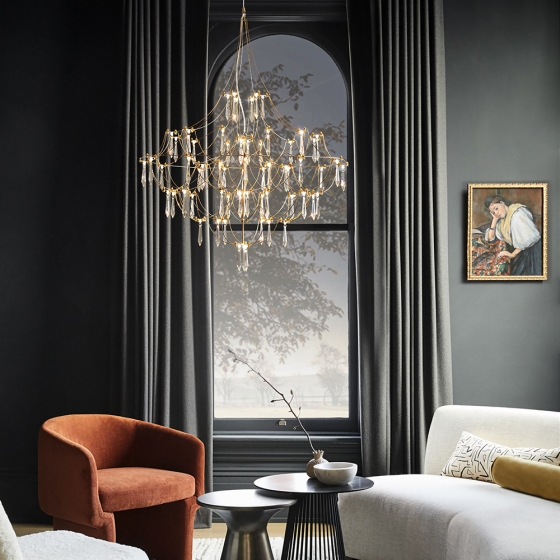 Подвесной светильник Amela латунь, хрусталь 3