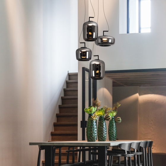 Подвесной светильник Clod черный, стекло серое 6