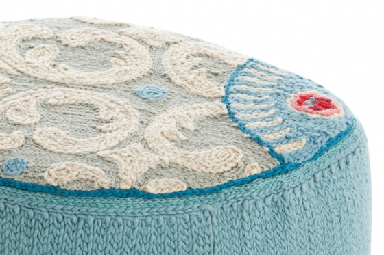 Пуф с чехлом из шерсти Goyescas 65X55X35 CM голубой 2