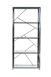 Стеллаж из прозрачного и тёмного хромированного стекла 35X80X180 CM