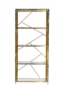 Стеллаж из прозрачного стекла и золота 35X80X180 CM