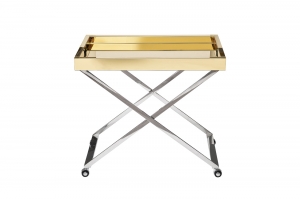 Стол сервировочный зеркальный золото, н/ж сталь хром 80X55X67 CMсм