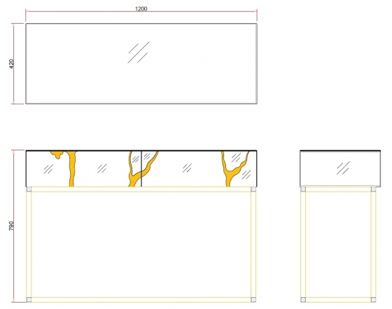 Консоль зеркальная Ryudzi 120X42X79 CM 6
