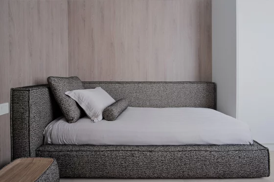 Детская угловая кровать Runa-80 с обивкой из шенилла, серый Seppia Ser 114X215X80 CM 8
