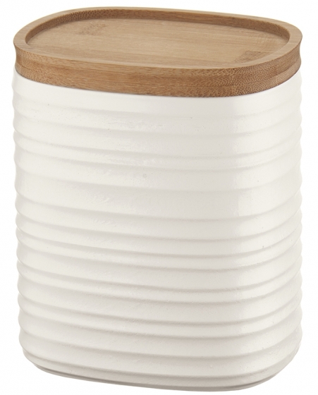 Емкость для хранения с бамбуковой крышкой Tierra 1 L молочно-белая 1