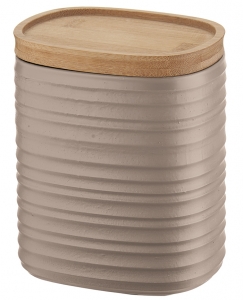 Емкость для хранения с бамбуковой крышкой Tierra 1 L бежево-розовая