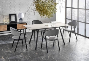 Стол обеденный Halmar BALROG 2 140 раскладной (светло-серый/черный)