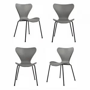 Комплект из 4 стульев Seven Style серый с чёрными ножками 48X53X80 CM