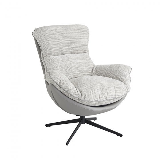 Кресло HUG серый в полоску, экокожа, шенилл 1