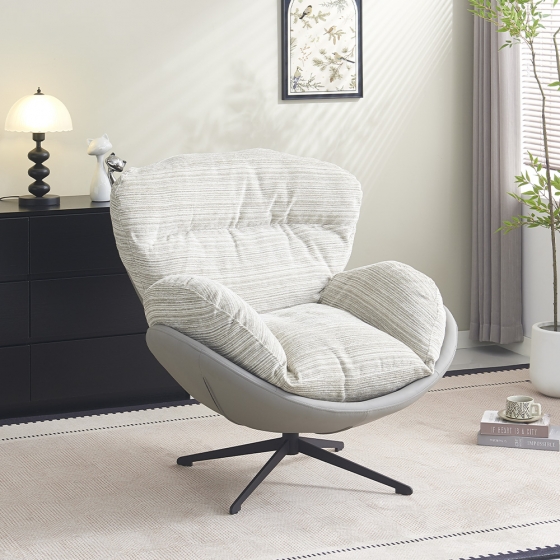 Кресло BLISS серый, экокожа, шенилл 2