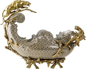 Чаша для фруктов с леопардами 45x18x32см