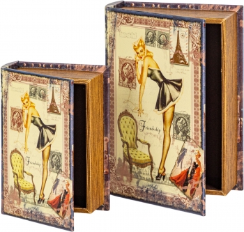 Набор из двух шкатулок в виде книг Laurin 19X8X27 / 14X6X20 CM