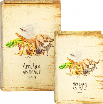 Набор из двух шкатулок в виде книг Animals 19X7X27 / 14X5X20 CM