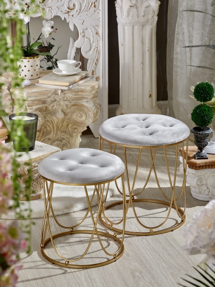 Набор из двух пуфов Berit 40X40X45 / 35X35X40 CM 3