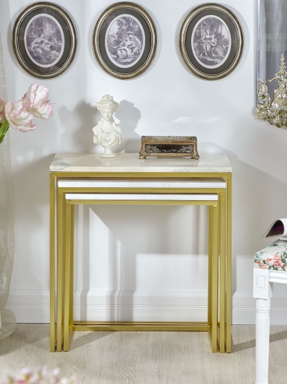 Комплект из трёх вспомогательных столиков Jai 62X32X64 / 57X29X59 / 52X26X54 CM 5