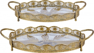 Комплект из двух декоративных подносов Zal 49X30X10 / 44X26X10 CM