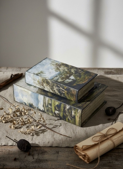 Набор из двух шкатулок в виде книг Bedivere 18X7X27 / 13X5X22 CM 4