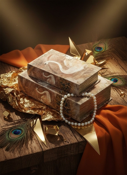 Набор из двух шкатулок в виде книг Belenos 18X7X27 / 13X5X22 CM 4