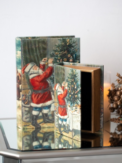 Набор из двух шкатулок в виде книг Xmas 27X7X33 / 25X5X25 CM 7