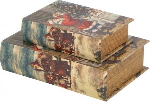 Набор из двух шкатулок в виде книг Xmas 27X7X33 / 25X5X25 CM
