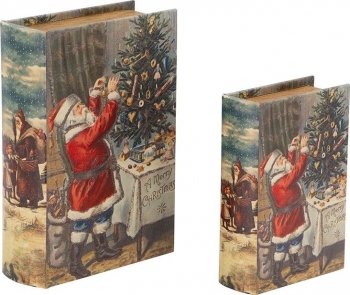 Набор из двух шкатулок в виде книг Xmas 27X7X33 / 25X5X25 CM