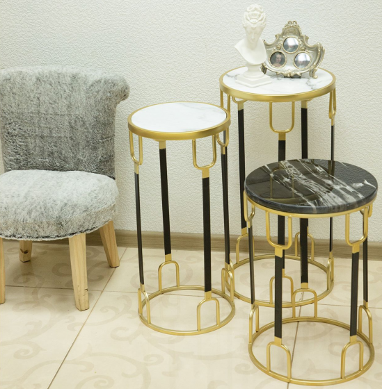 Столик интерьерный Clegane 33X33X49 CM с чёрным мрамором 2