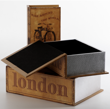 Набор шкатулок в виде книг Retro 23X11X30 / 20X9X26 / 18X7X22 CM