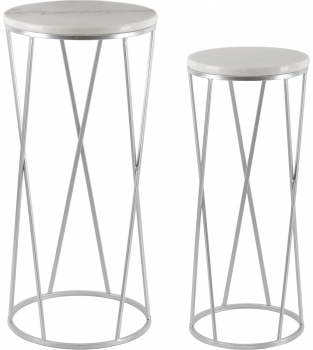 Столики с белым мрамором Nuce 26X26X62 / 33X33X72 CM