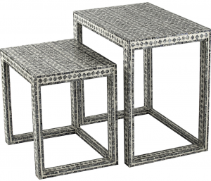 Комплект столиков с мозаикой из раковин устриц Mira 61X43X61 / 51X38X48 CM