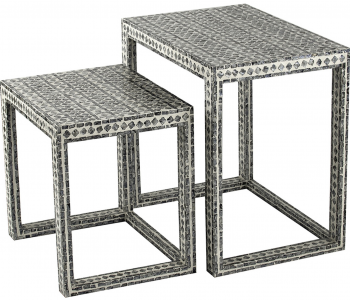 Комплект столиков с мозаикой из раковин устриц Mira 61X43X61 / 51X38X48 CM