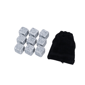 Набор каменных кубиков для охлаждения виски (кубики гранит 2 см (9 шт.), мешочек для хранения)