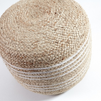 Пуф круглый с чехлом из джута Samy 40X45X45 CM белый
