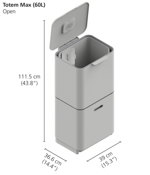 Контейнер для мусора с двумя баками totem max 60 L нержавеющая сталь 22