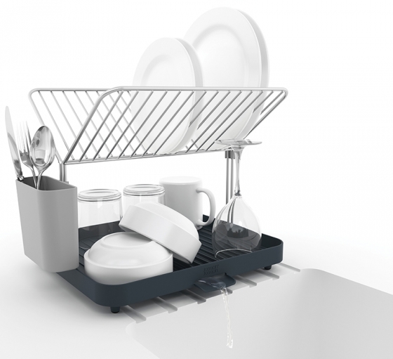 Сушилка для посуды и столовых приборов 2-уровневая со сливом y-rack серая 7