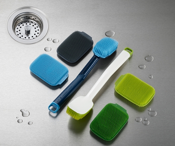Щетка для мытья посуды cleantech с запасной насадкой синяя 4