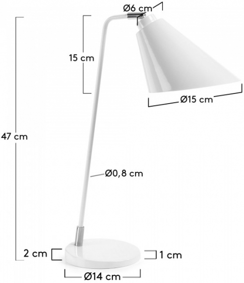 Настольная лампа Priti 30X15X47 CM белая 4