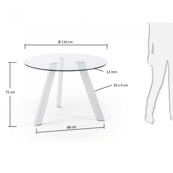 Круглый кухонный стол Carib Ø110 CM белые ножки 2