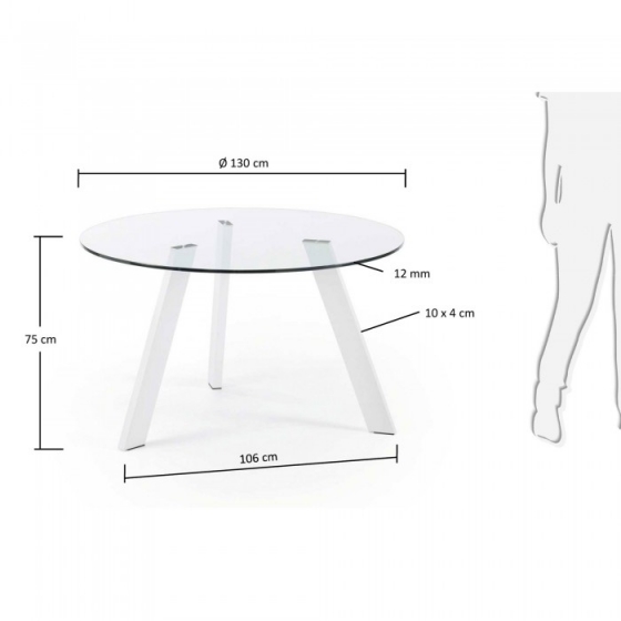 Круглый кухонный стол Carib Ø130 CM белые ножки 2